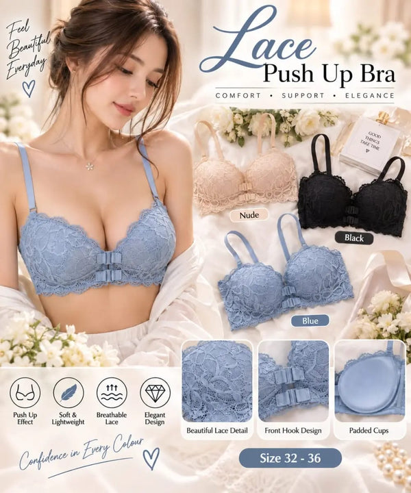 Lace Push-Up Bra with Front Hook