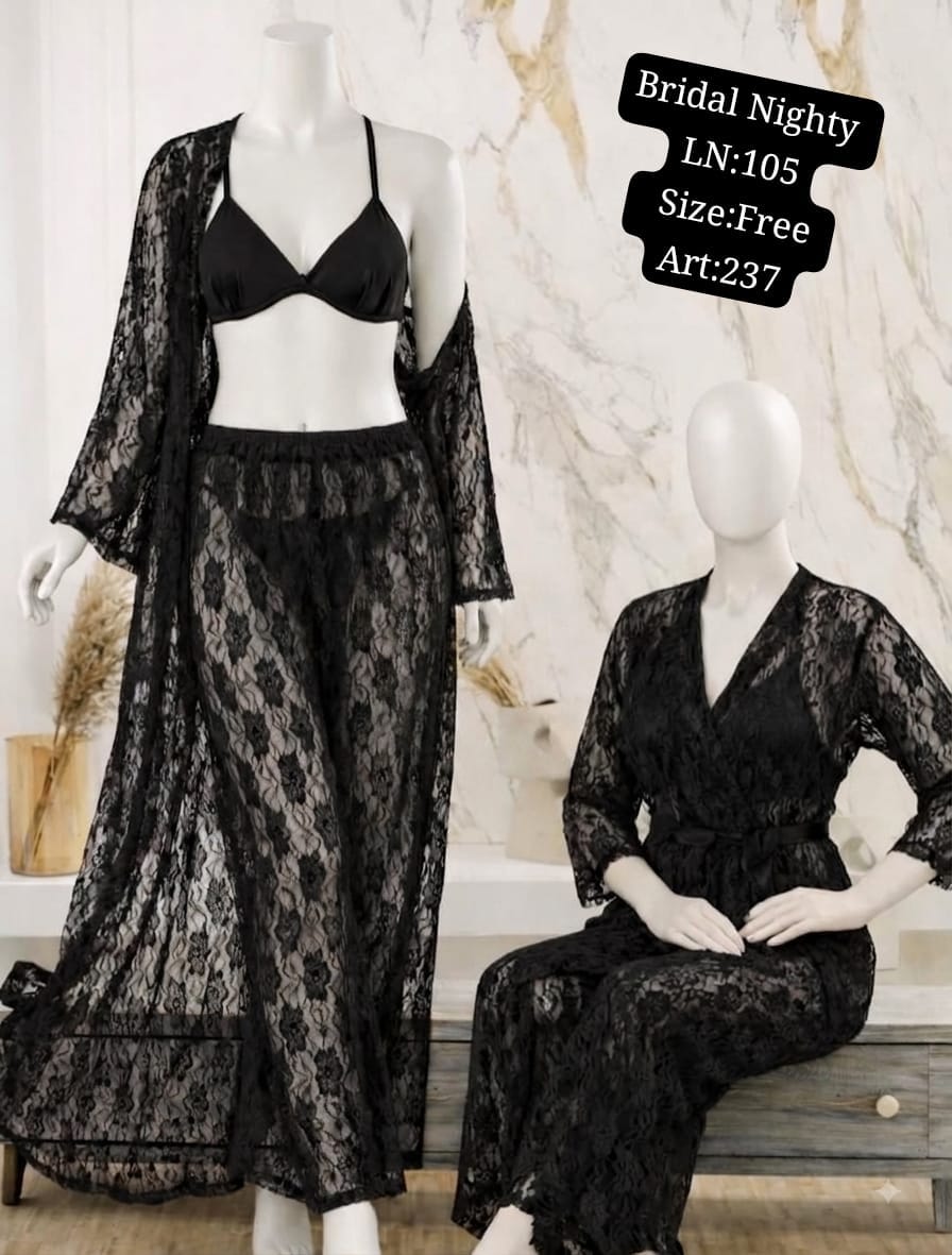 Bridal Nighty Lace Set Art 237 Black